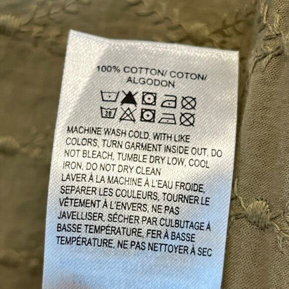 NWT LUCKY BRAND Shirt Women's Small Olive Green Eyelet Embroidered Button Down - Picture 12 of 16